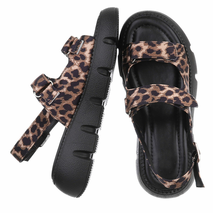 Damen Keilsandaletten - leopard