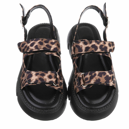 Damen Keilsandaletten - leopard
