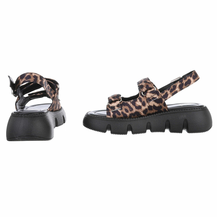 Damen Keilsandaletten - leopard