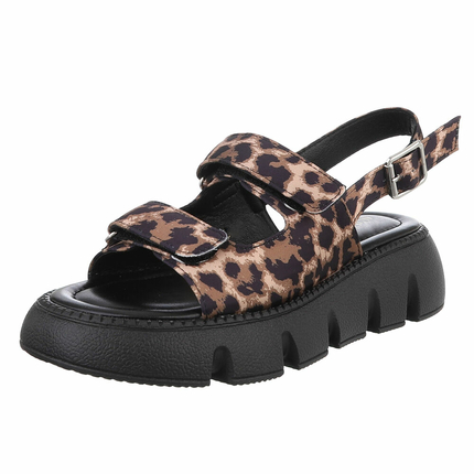 Damen Keilsandaletten - leopard Gr. 37