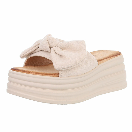 Damen Pantoletten - beige Gr. 37