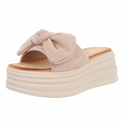 Damen Pantoletten - khaki - 12 Paar