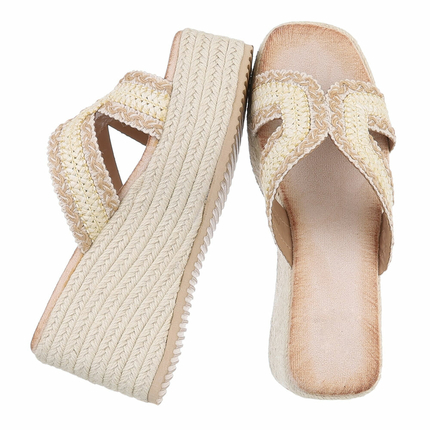 Damen Keilsandaletten - beige
