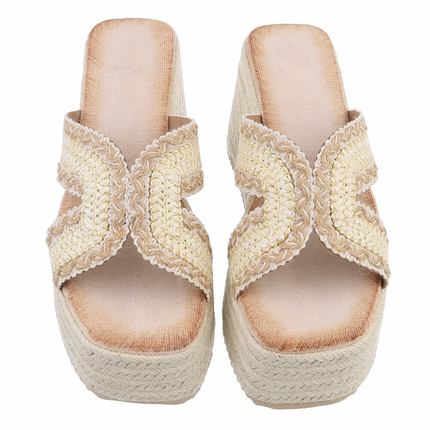 Damen Keilsandaletten - beige