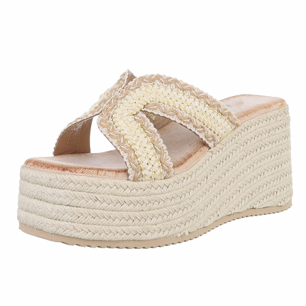 Damen Keilsandaletten - beige Gr. 37