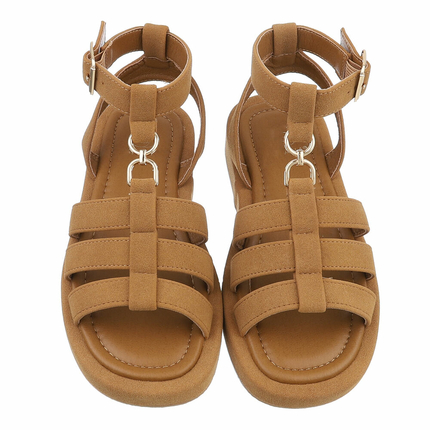 Damen Keilsandaletten - camel