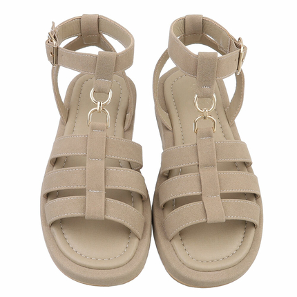 Damen Keilsandaletten - khaki