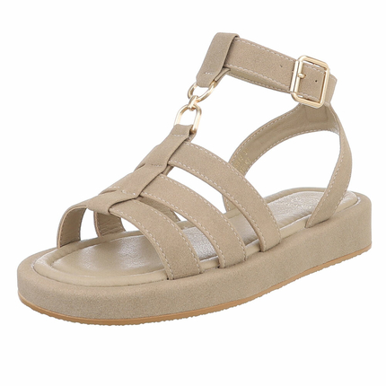 Damen Keilsandaletten - khaki Gr. 38