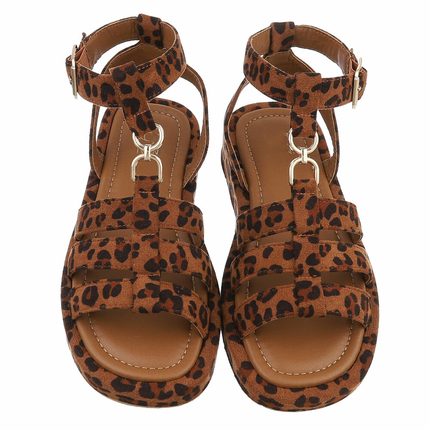 Damen Keilsandaletten - leopard