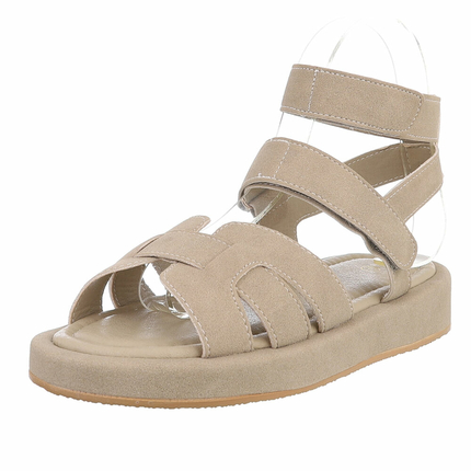 Damen Keilsandaletten - khaki Gr. 40