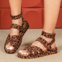 Damen Keilsandaletten - leopard