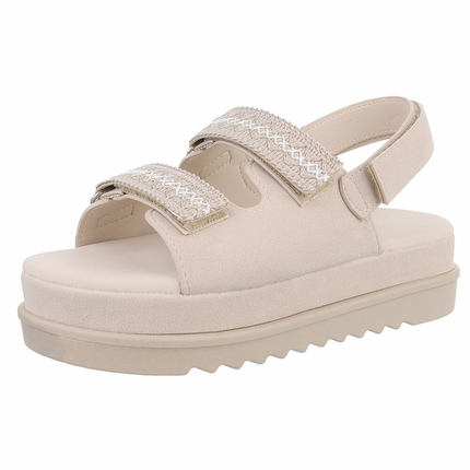 Damen Keilsandaletten - beige Gr. 39