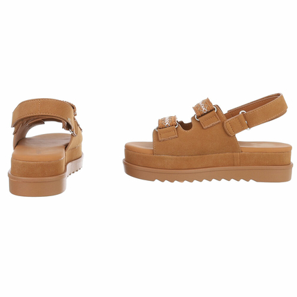 Damen Keilsandaletten - camel