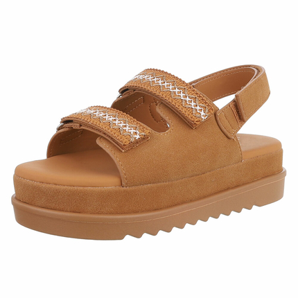 Damen Keilsandaletten - camel Gr. 37
