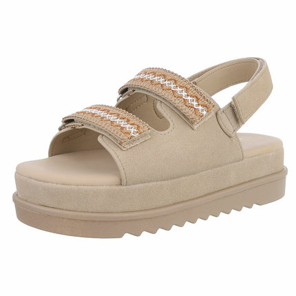 Damen Keilsandaletten - khaki Gr. 39