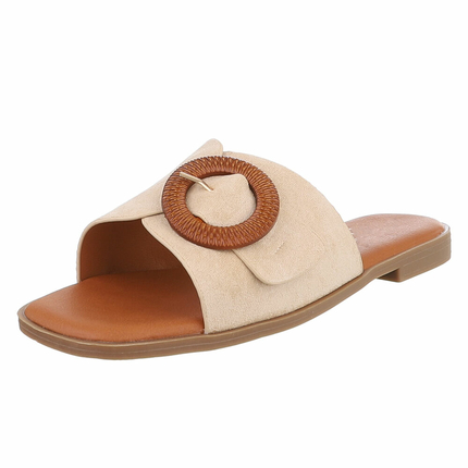 Damen Flache Sandalen - beige Gr. 41