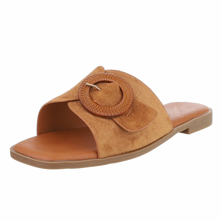 Damen Flache Sandalen - camel Gr. 36
