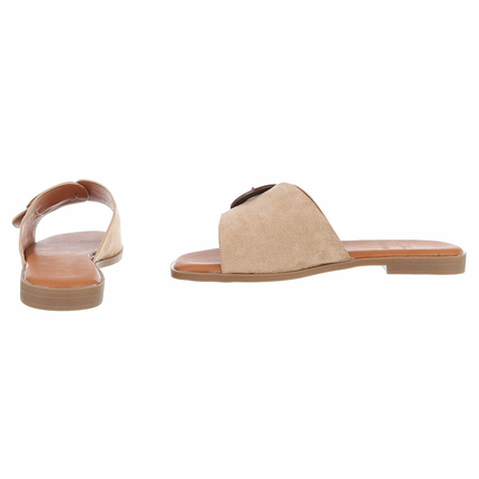 Damen Flache Sandalen - khaki