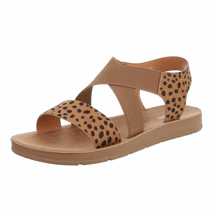Damen Flache Sandalen - leopard Gr. 36