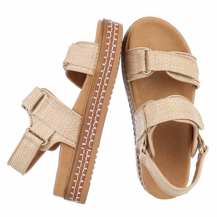 Damen Keilsandaletten - beige
