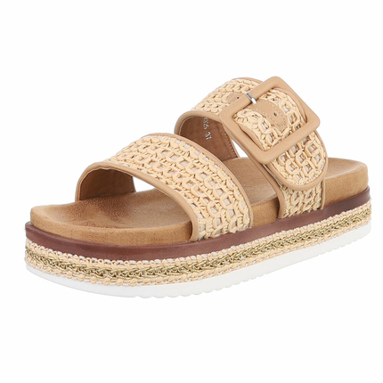 Damen Keilsandaletten - beige - 12 Paar