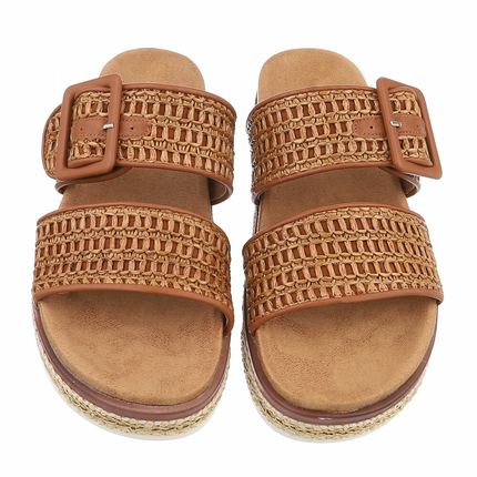 Damen Keilsandaletten - camel
