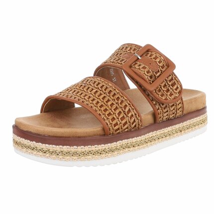 Damen Keilsandaletten - camel - 12 Paar