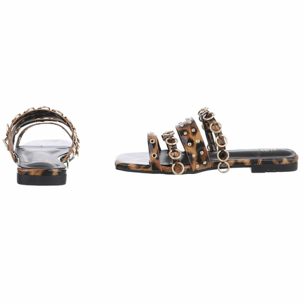Damen Flache Sandalen - leopard