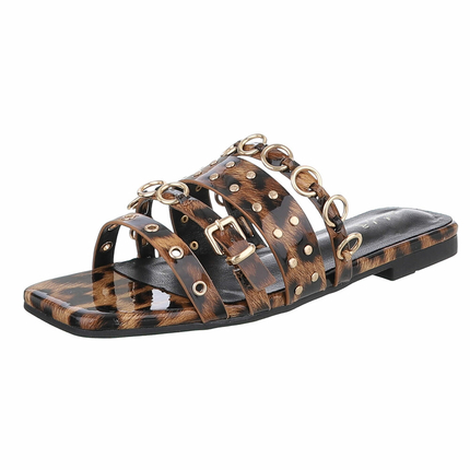 Damen Flache Sandalen - leopard Gr. 37