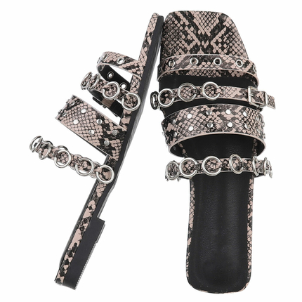 Damen Flache Sandalen - snake