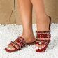 Damen Flache Sandalen - wine