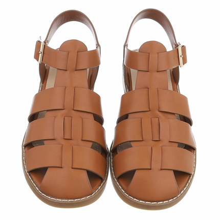 Damen Flache Sandalen - camel