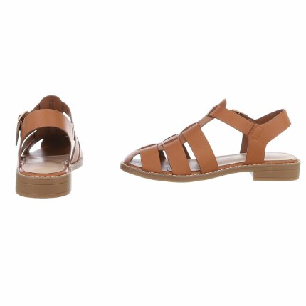 Damen Flache Sandalen - camel