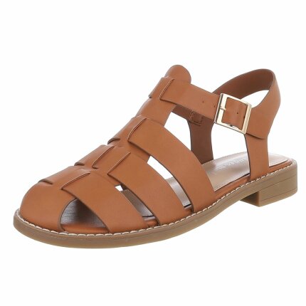 Damen Flache Sandalen - camel Gr. 39