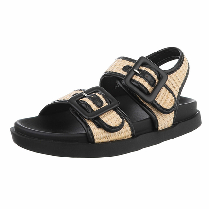 Damen Flache Sandalen - beige Gr. 38