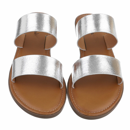 Damen Flache Sandalen - silver