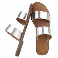 Damen Flache Sandalen - silver