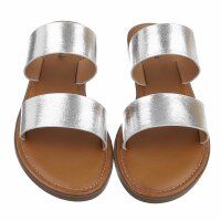 Damen Flache Sandalen - silver