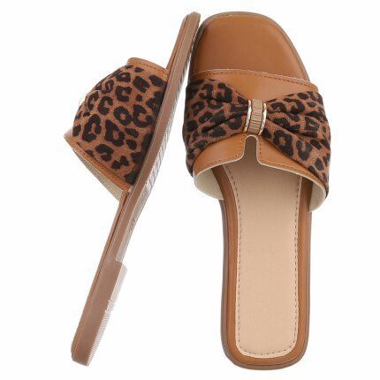 Damen Flache Sandalen - camel