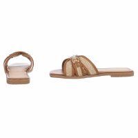 Damen Flache Sandalen - camel