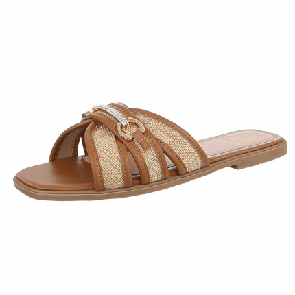 Damen Flache Sandalen - camel Gr. 41