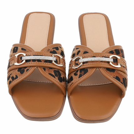 Damen Flache Sandalen - leopard