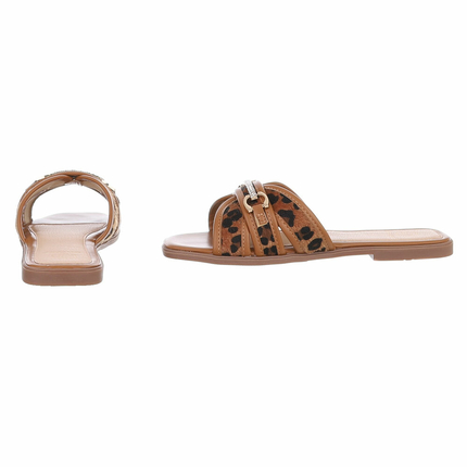 Damen Flache Sandalen - leopard