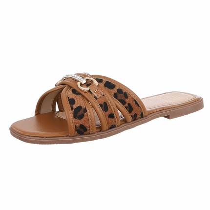 Damen Flache Sandalen - leopard Gr. 38