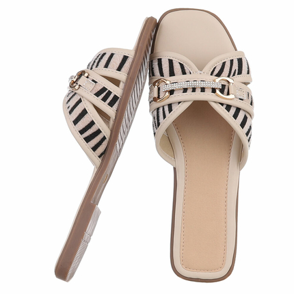 Damen Flache Sandalen - zebra