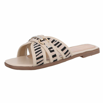 Damen Flache Sandalen - zebra - 12 Paar