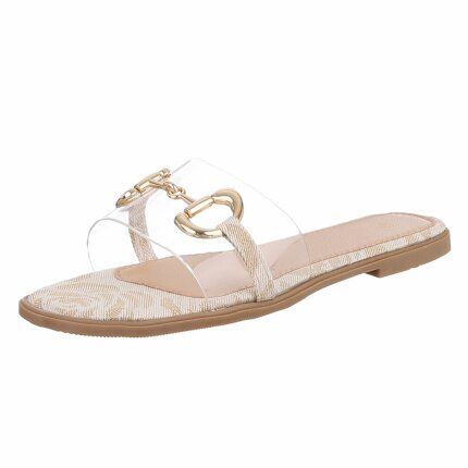 Damen Flache Sandalen - beige Gr. 37