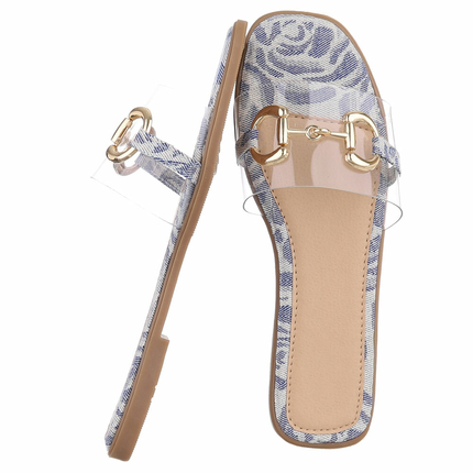 Damen Flache Sandalen - blue