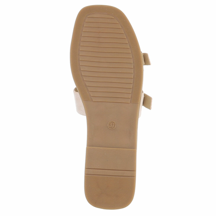 Damen Flache Sandalen - beige