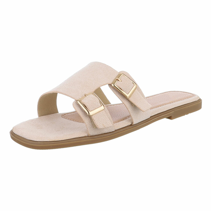 Damen Flache Sandalen - beige Gr. 39
